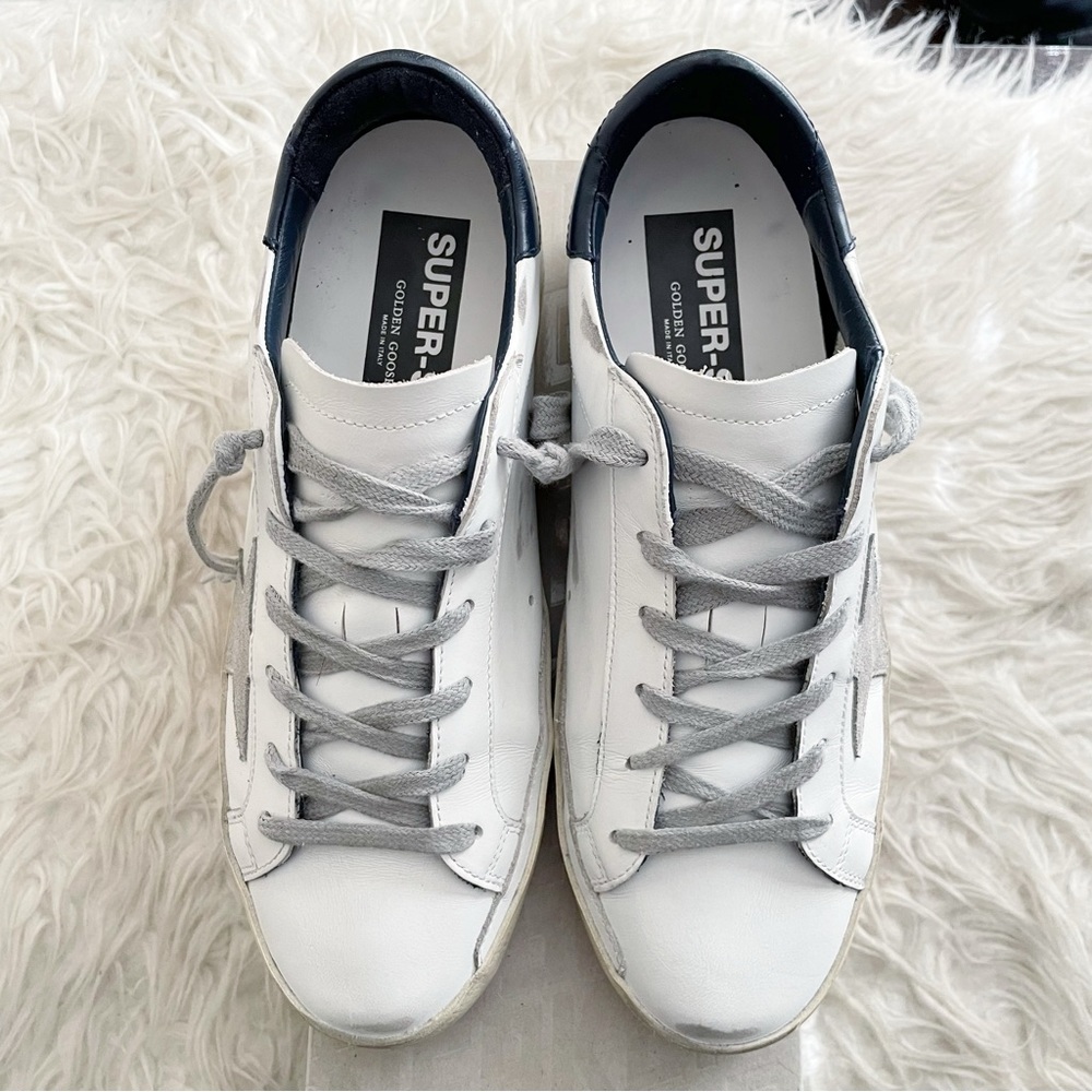 Golden Goose Women's Super-Star with suede star and blue heel tab size 40 - Picture 5 of 14